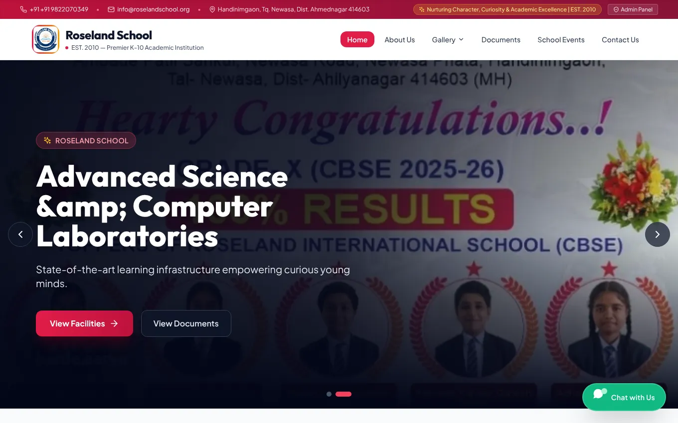 Roseland School – dynamic school website